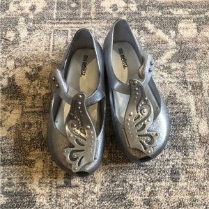 Mini Melissa silver butterfly shoes